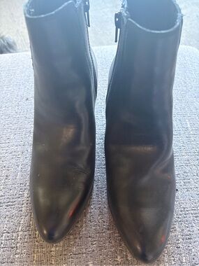 Frye Black Leather Pointed Toe Ankle Booties